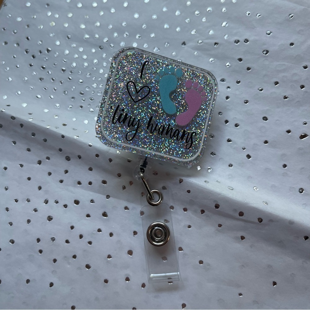 Badge Reel I Love Tiny Humans - Alligator Clip